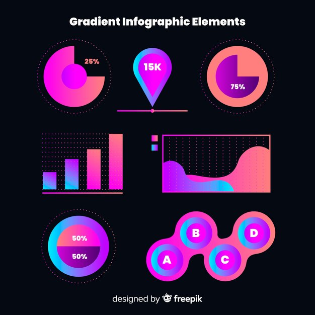 Elementos de infografía planos degradados