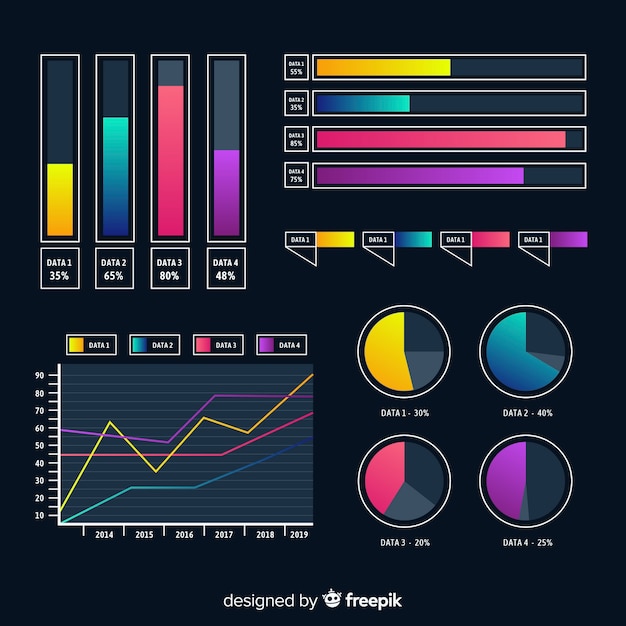 Elementos de infografía planos degradados