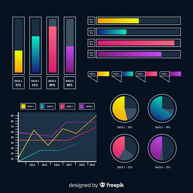 Elementos de infografía planos degradados
