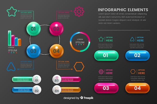 Elementos de infografía de plástico brillante realista