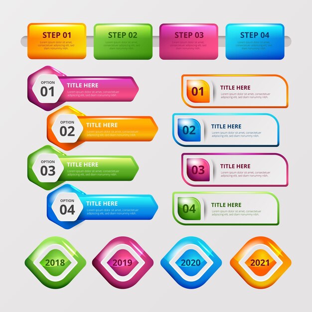 Elementos de infografía de plástico brillante realista