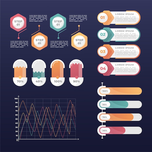 Vector gratuito elementos de infografía profesional gradiente