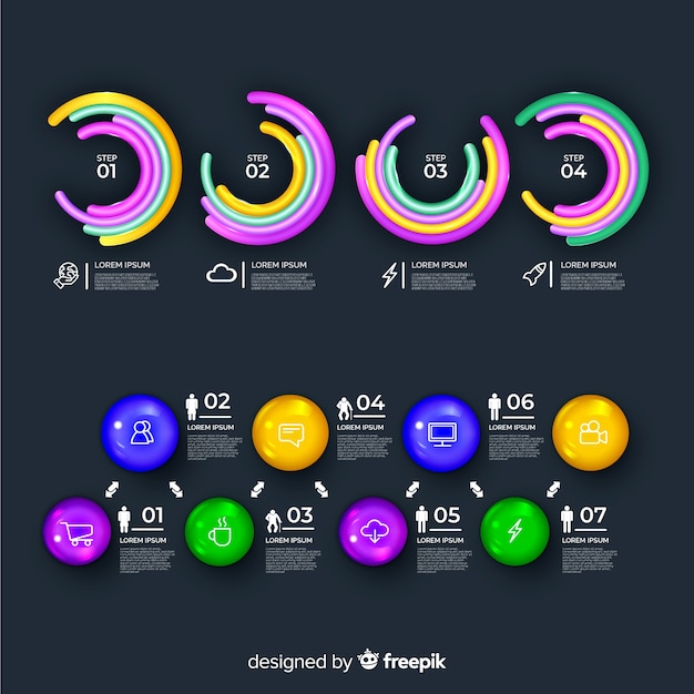 Vector gratuito elementos de infografía realistas brillantes