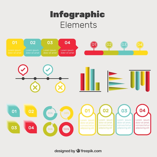 Elementos infográficos con colores geniales