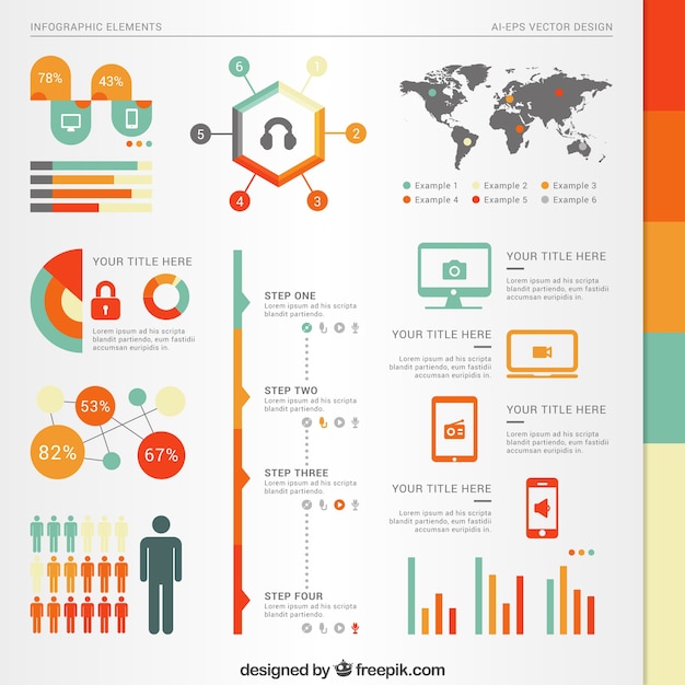 Elementos infográficos de colores