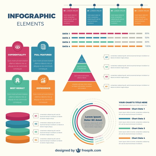 Elementos infográficos de colores