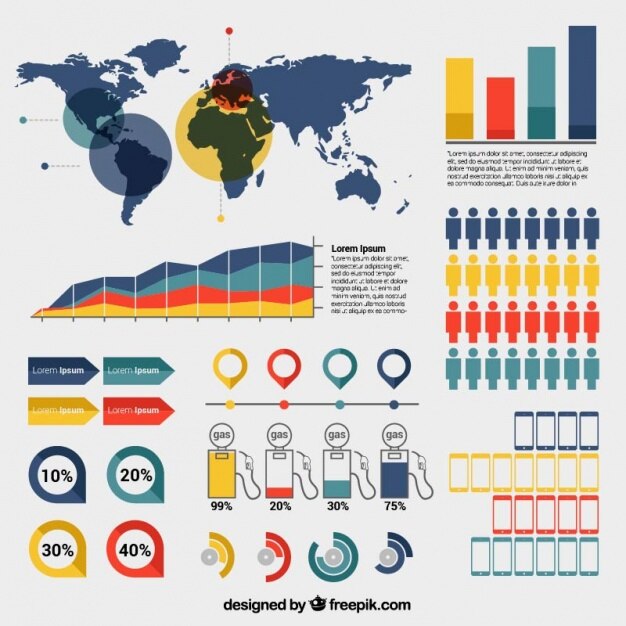 Elementos infográficos de colores 