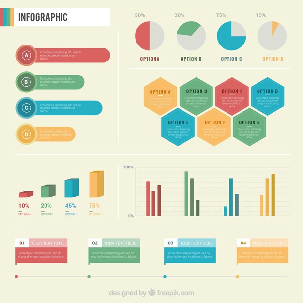Elementos infográficos coloridos