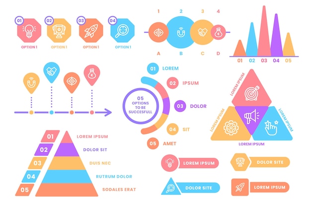 Elementos infográficos coloridos