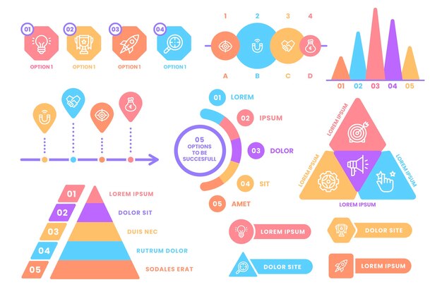 Elementos infográficos coloridos