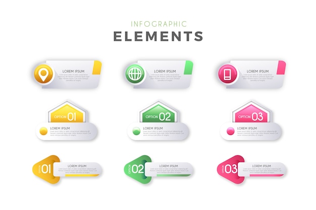 Elementos infográficos degradados