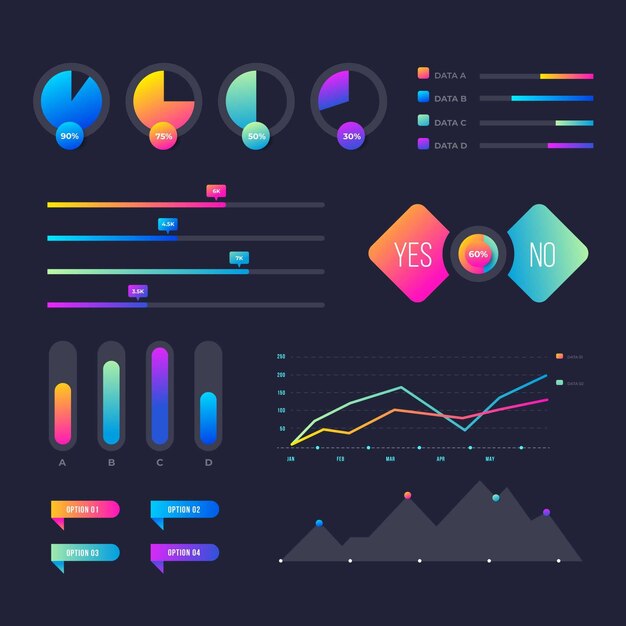 Elementos infográficos degradados