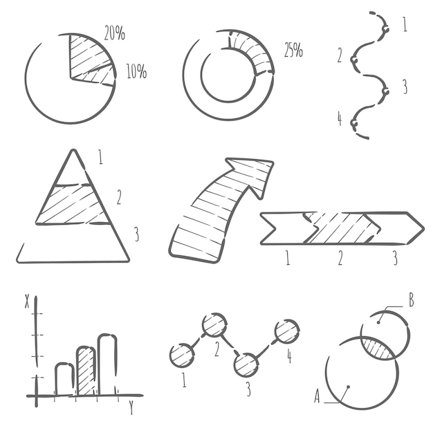 Elementos infográficos dibujados a mano