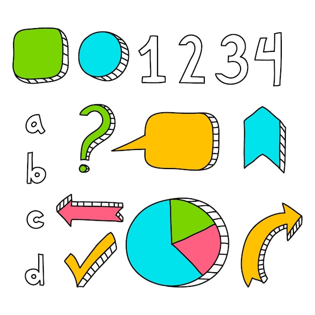 Elementos infográficos dibujados a mano