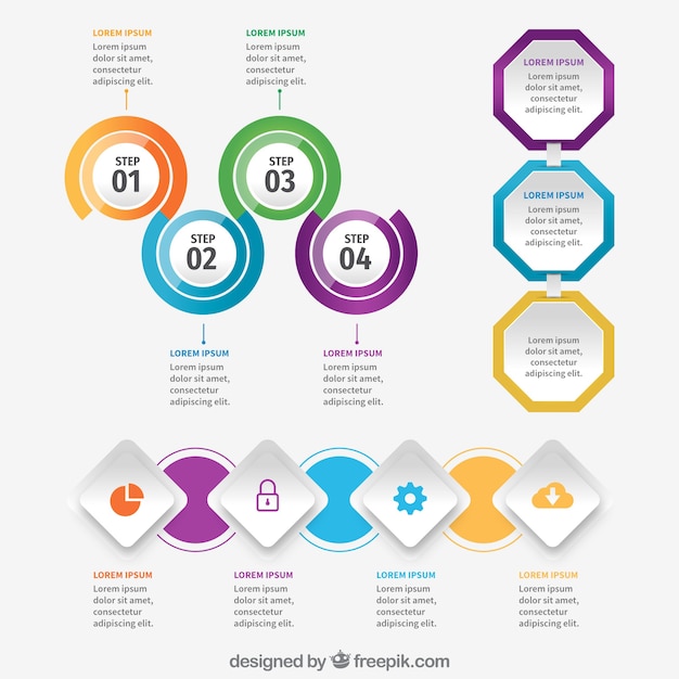 Elementos infográficos con diseño plano