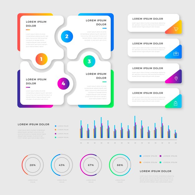 Elementos infográficos en el diseño plano