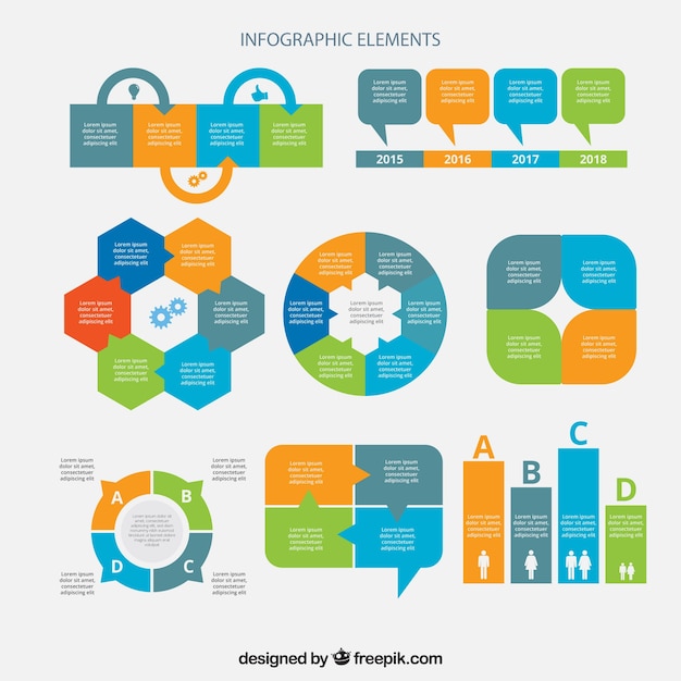 Elementos infográficos con diseños modernos