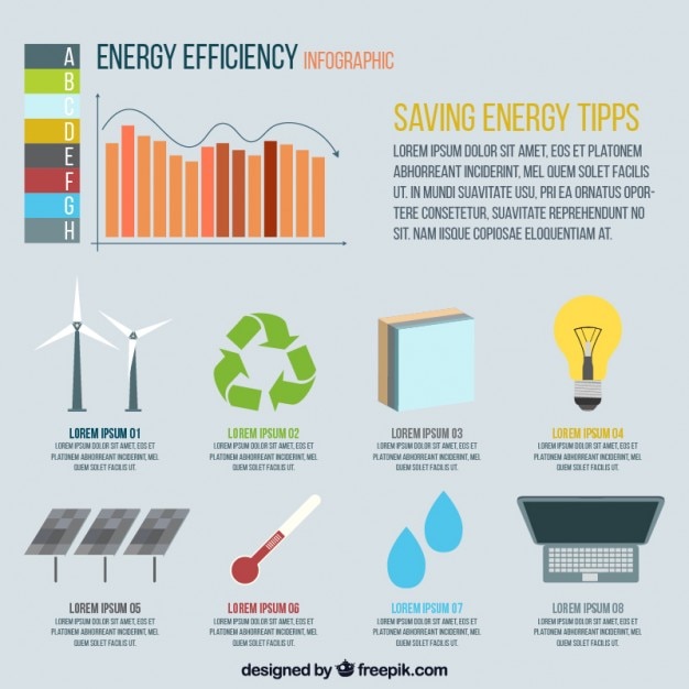 Vector gratuito elementos infográficos de eficiencia energética