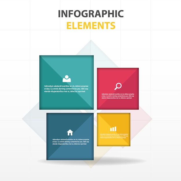 Elementos infográficos, formas cuadradas