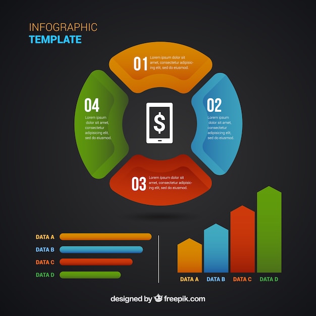 Vector gratuito elementos infográficos con gráficas de colores