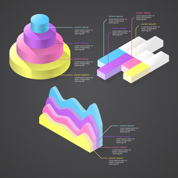 Elementos infográficos isométricos