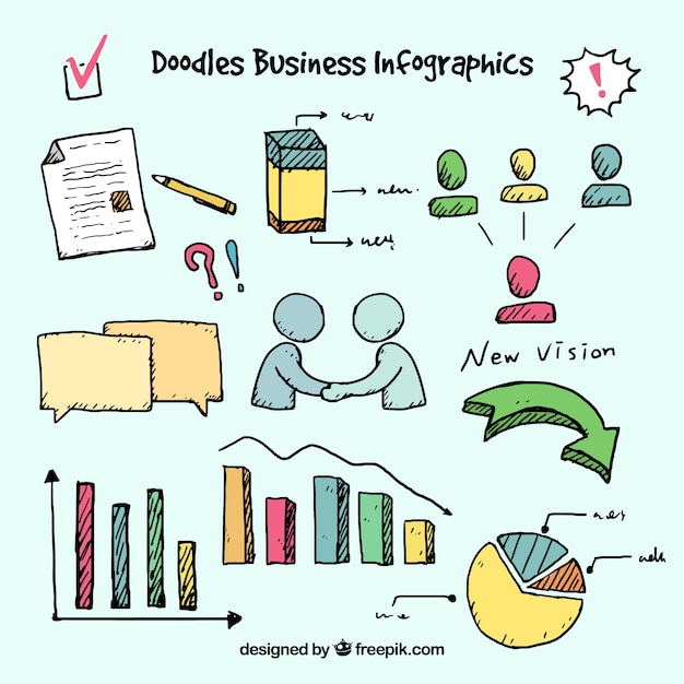 Elementos infográficos para negocios dibujados a mano 