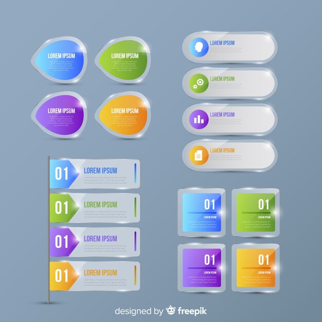 Elementos infográficos planos con colección de estadísticas