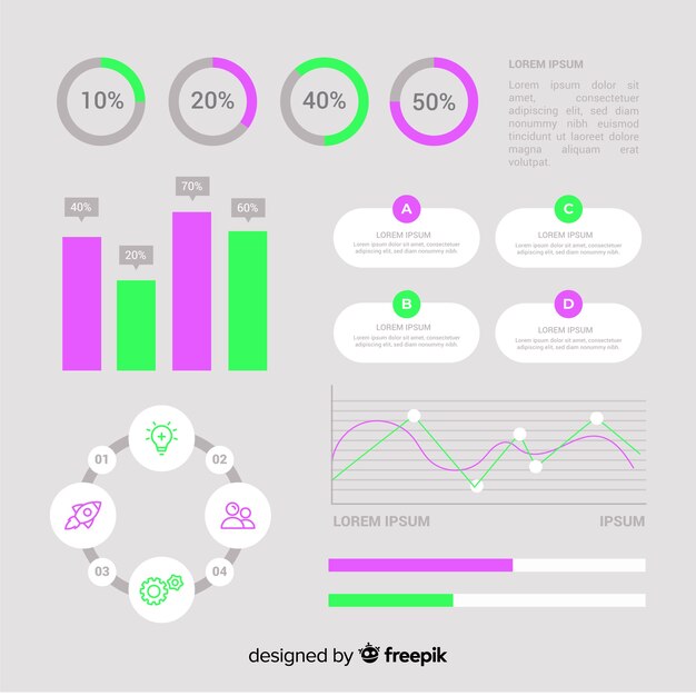 Elementos infográficos planos con colección de estadísticas