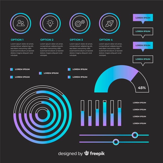 Elementos infográficos planos con colección de estadísticas