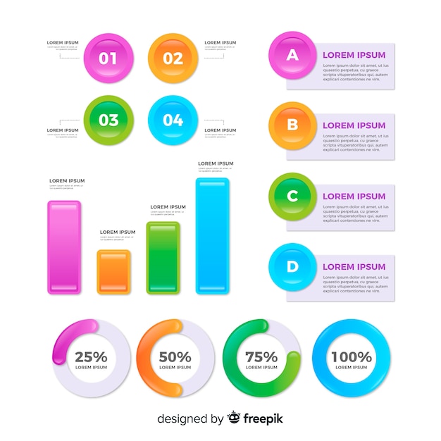 Elementos infográficos planos con colección de estadísticas