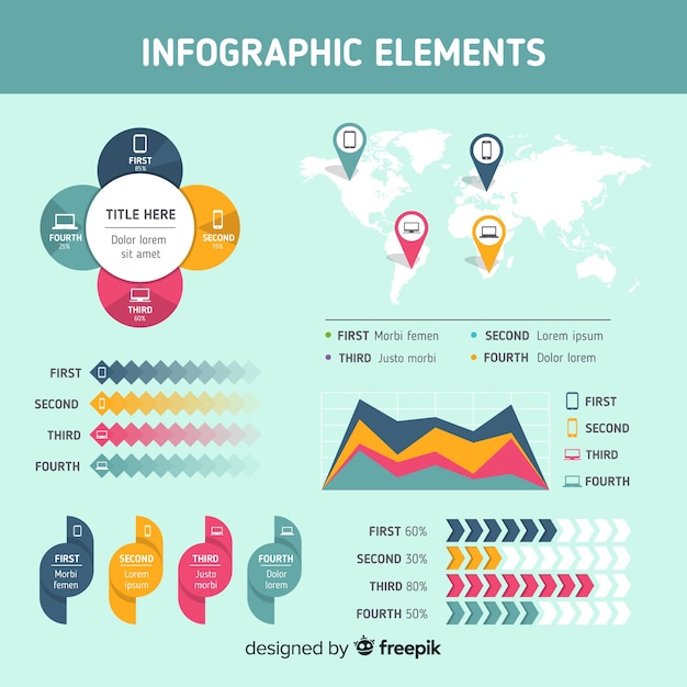 Elementos infográficos planos