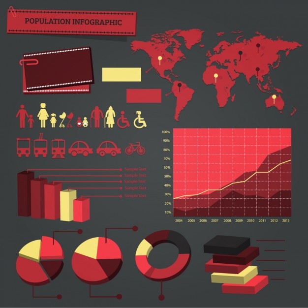 Vector gratuito elementos infográficos rojos