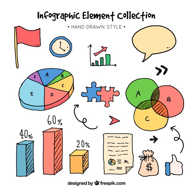 Elementos infográficos útiles dibujados a mano