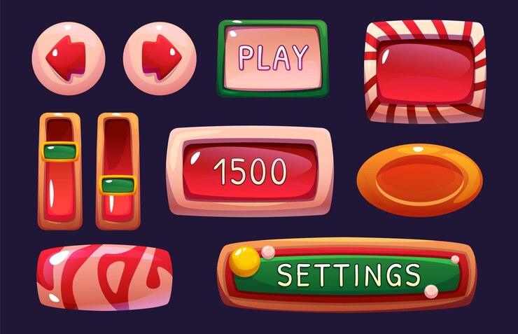 Vector gratuito elementos de la interfaz del juego con diseño de estilo caramelo