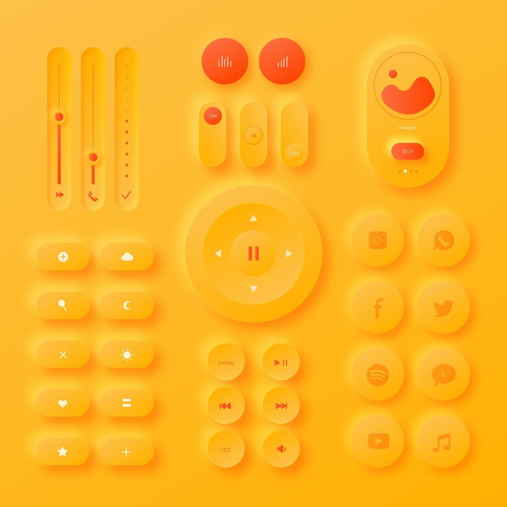 Vector gratuito elementos de interfaz de usuario de diseño neumórfico realistas