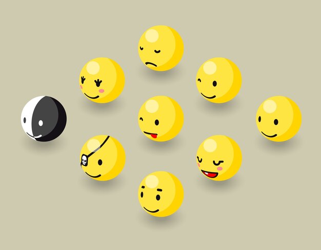 Elementos isométricos del juego de burbujas de cara feliz.