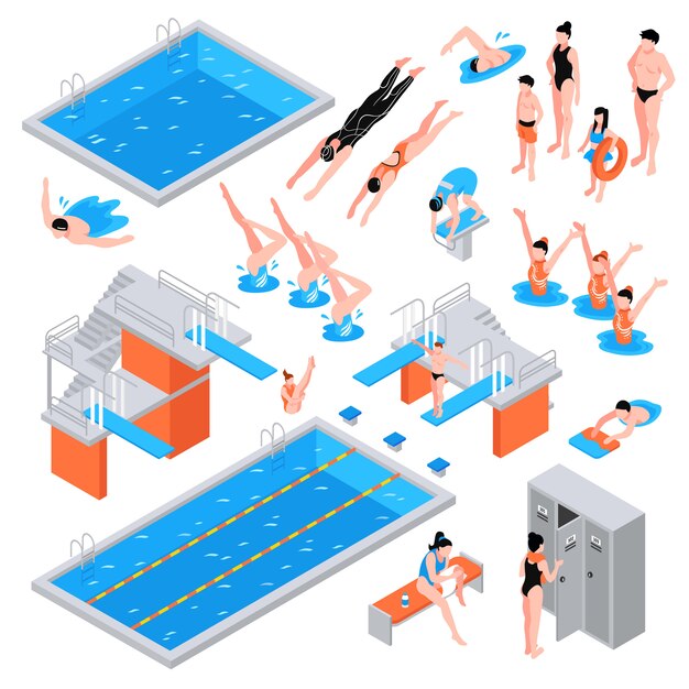 Elementos isométricos de piscina