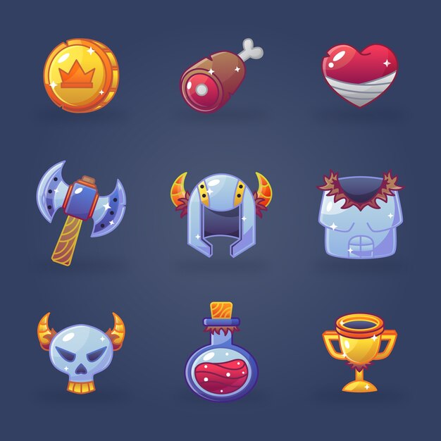 Elementos de juego de videojuegos dibujados a mano
