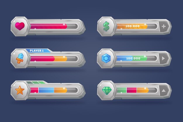Elementos de juego de videojuegos dibujados a mano