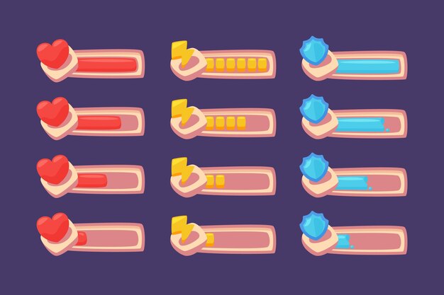 Elementos de juego de videojuegos dibujados a mano
