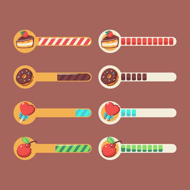 Elementos de juego de videojuegos dibujados a mano