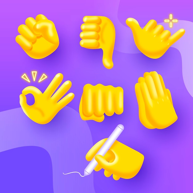 Vector gratuito elementos de manos de emoji degradado