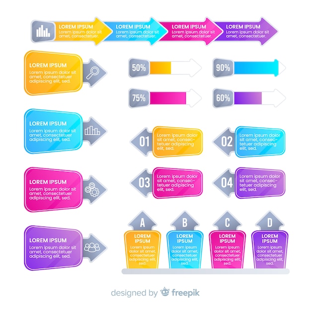 Vector gratuito elementos modernos de infografías coloridas