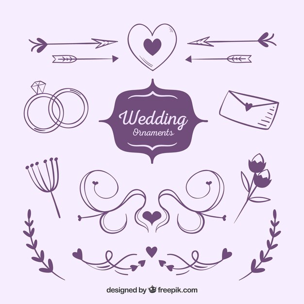 Elementos morados de boda