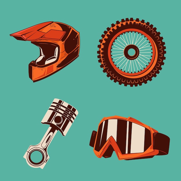 Elementos de motocross de diseño retro