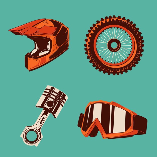 Elementos de motocross de diseño retro