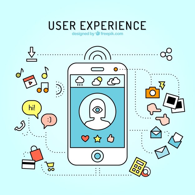elementos móviles y web de la experiencia del usuario en el estilo lineal
