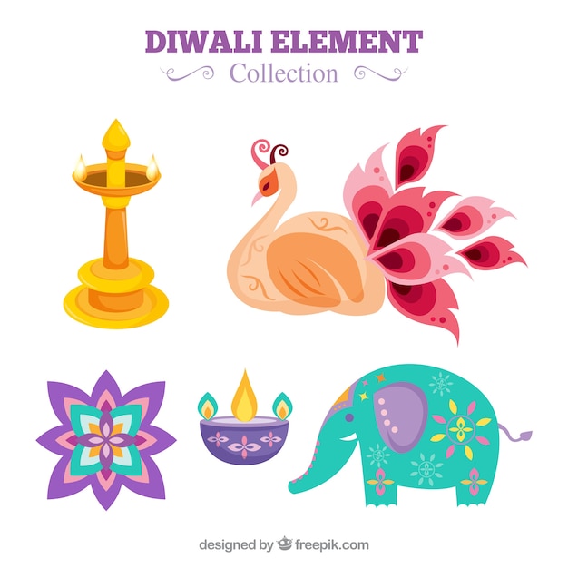 Vector gratuito elementos multicolor de diwali