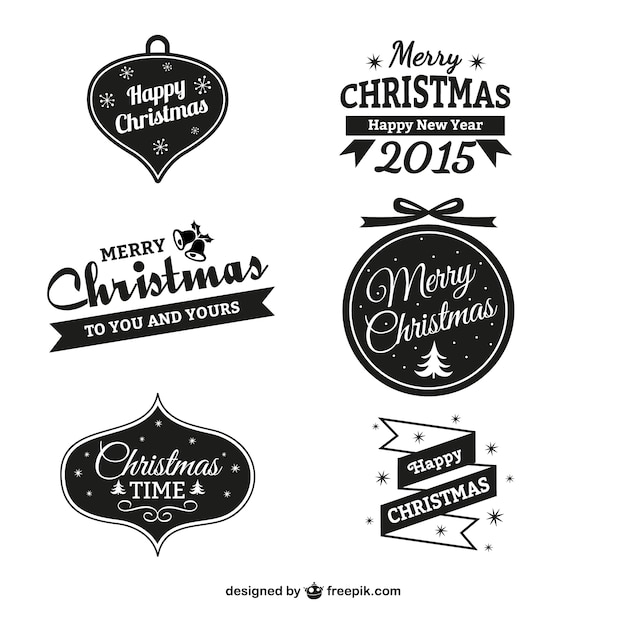 Vector gratuito elementos de navidad en blanco y negro