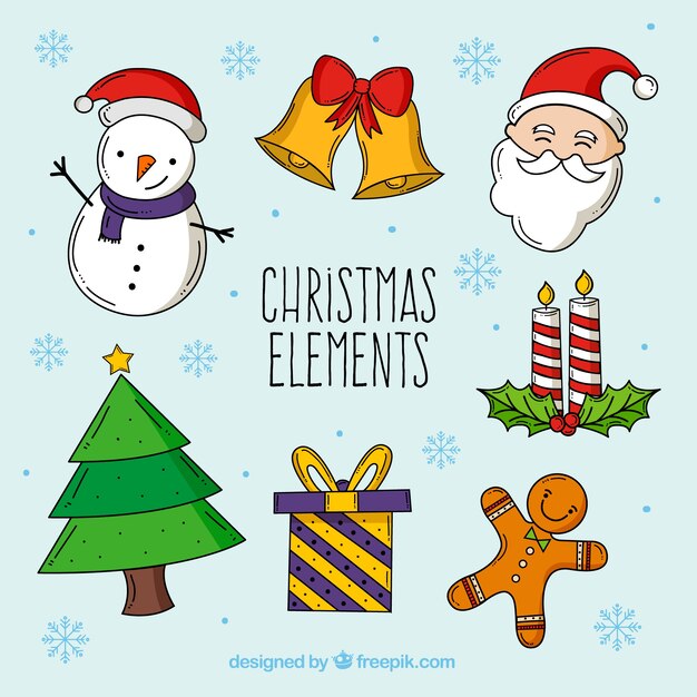 Elementos de navidad con estilo a mano